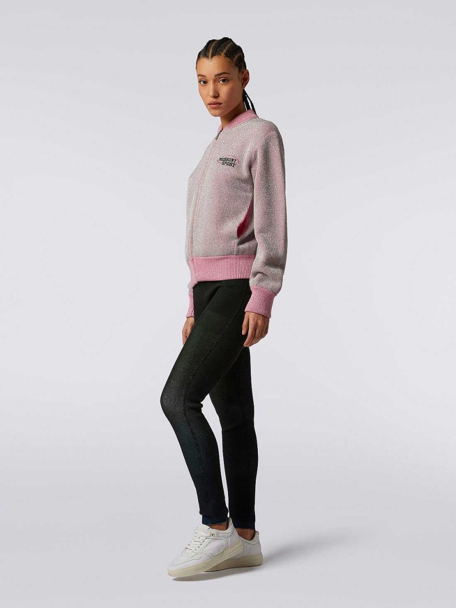 Kvinner Missoni Klaer | Sweatshirt Med Glidelas I Bomull Og Viskose Med Lurex Og Logo Rosa