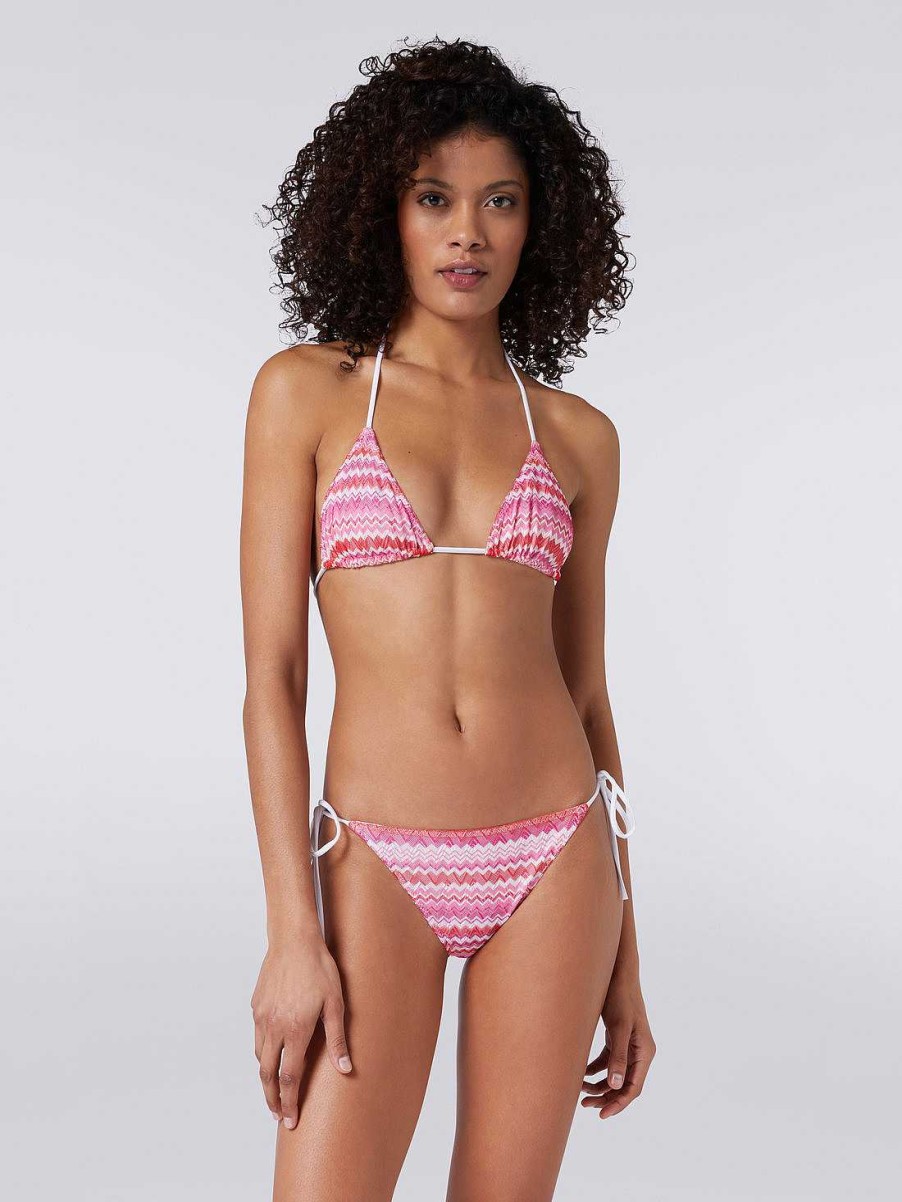 Kvinner Missoni Badedrakter | Bikini I Tofarget Sikksakkstrikk Rosa