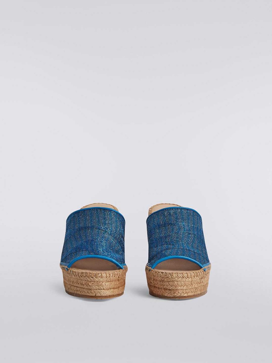 Kvinner Missoni Tilbehor | Espadriller Med Kile- Og Chevronstrikket Band Bla