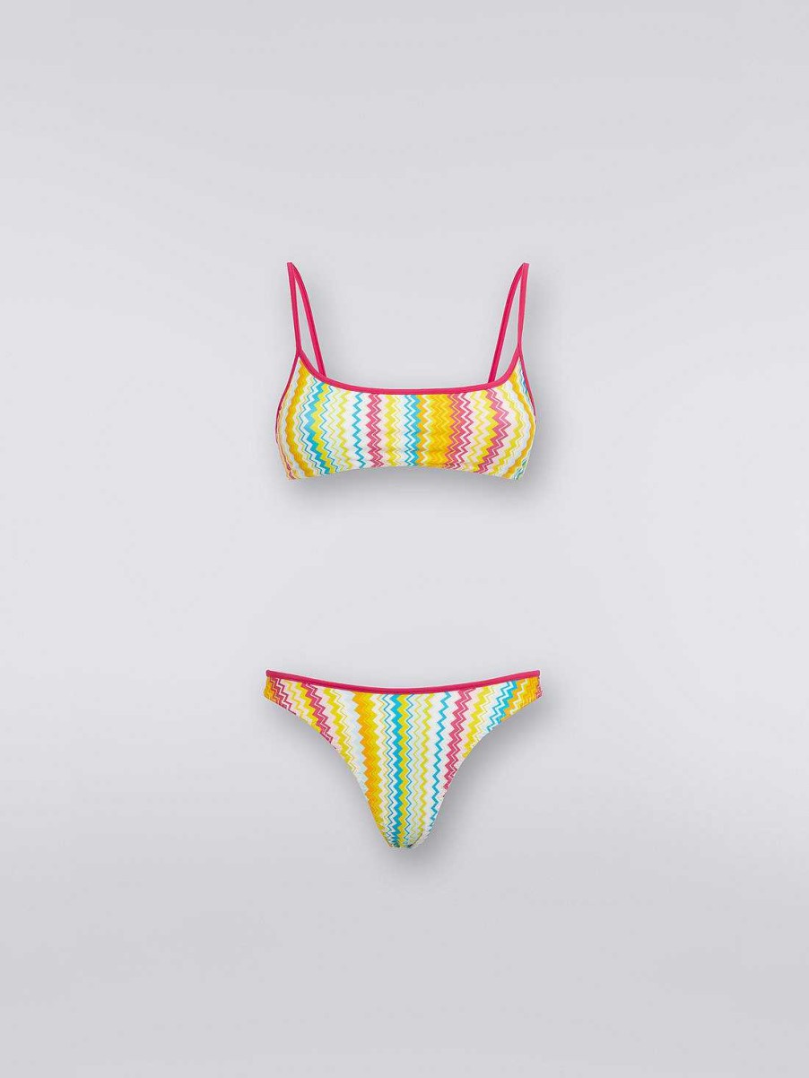 Kvinner Missoni Badedrakter | Bikini I Nylonblanding Med Sikksakktrykk Flerfarget