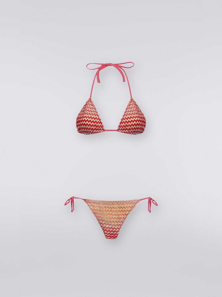 Kvinner Missoni Badedrakter | Flerfarget Bikini I Sikksakk I Tyll Rosa