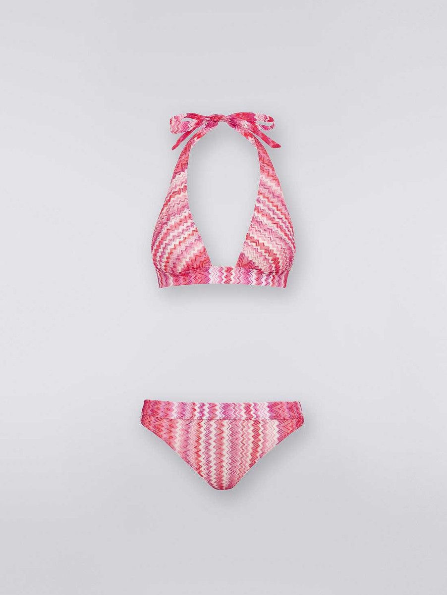 Kvinner Missoni Badedrakter | Flerstripet Sikksakk Bikini Rosa