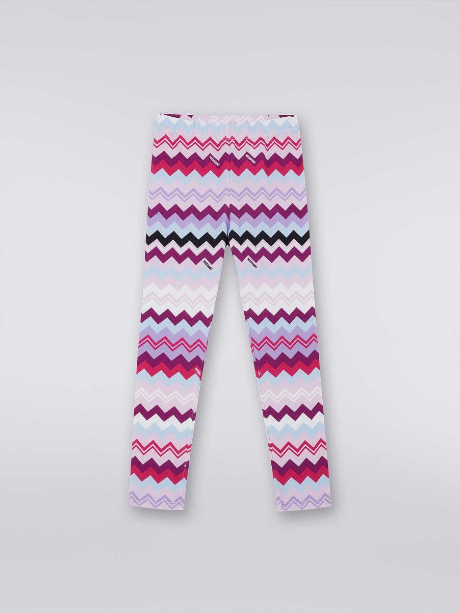 Jente (4-14 Ar) Missoni | Sikksakk Leggings I Bomullsblanding Flerfarget