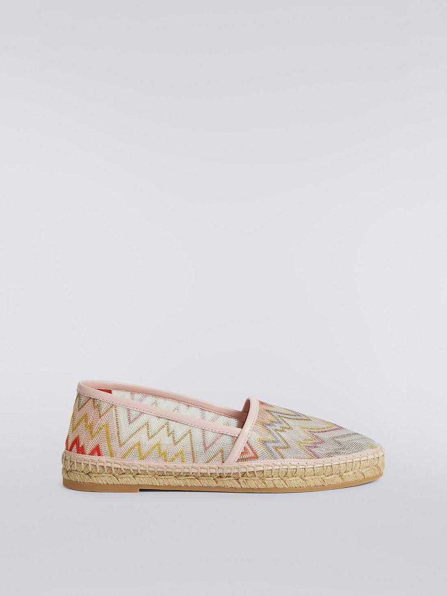 Kvinner Missoni Sko | Flate Espadriller Med Blondeeffekt Strikket Overdel Med Lame Flerfarget