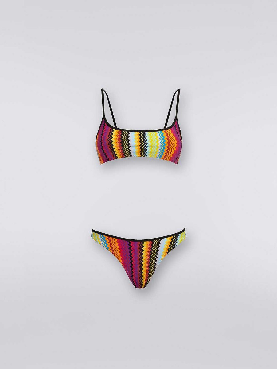 Kvinner Missoni Badedrakter | Bikini I Nylonblanding Med Sikksakktrykk Flerfarget