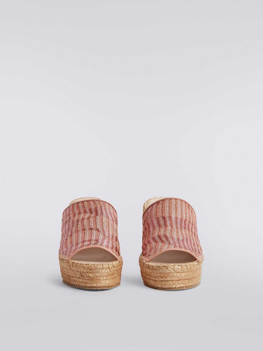 Kvinner Missoni Tilbehor | Espadriller Med Kile- Og Chevronstrikket Band Rosa