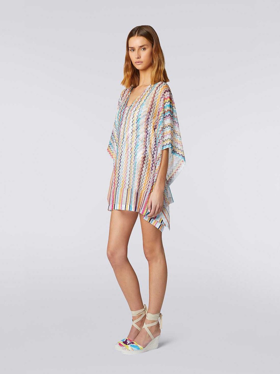 Kvinner Missoni Strandtoy | Kort Chevron Kaftan Dekke Opp Flerfarget