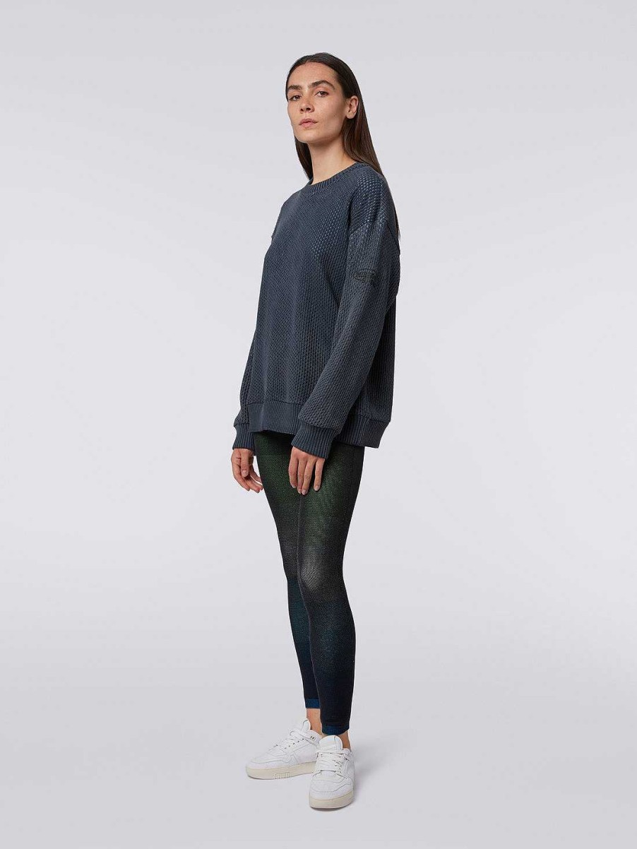 Kvinner Missoni Klaer | Sweatshirt Med Rund Hals I Bomullsnetting Med Logo Marinebla