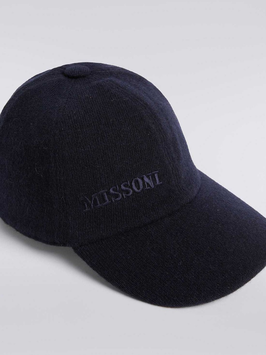 Menn Missoni Hatter | Cashmere Lue Med Visir Og Logo Flerfarget