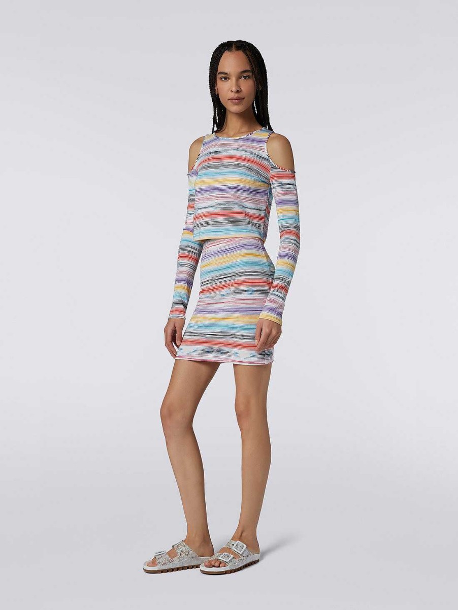 Kvinner Missoni Strandtoy | Slub-Stretch Miniskjort I Viskoseblanding Flerfarget