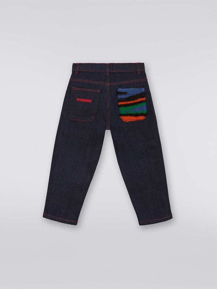 Gut (4-14 Ar) Missoni | Denim Fem-Lommers Bukse Med Slub-Innlegg Flerfarget