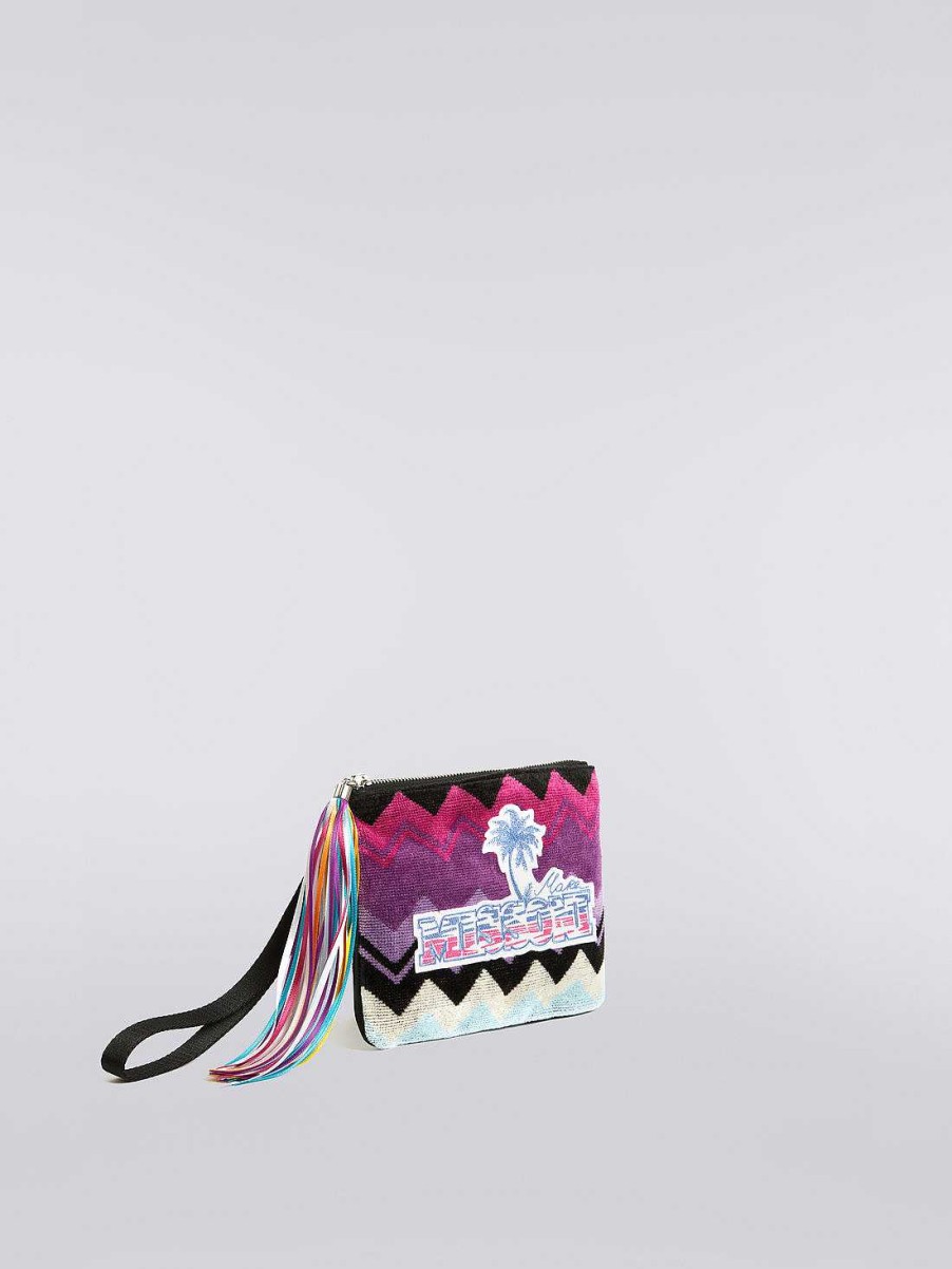 Kvinner Missoni Tilbehor | Clutch I Bomullsfrotte Med Logolapp Flerfarget