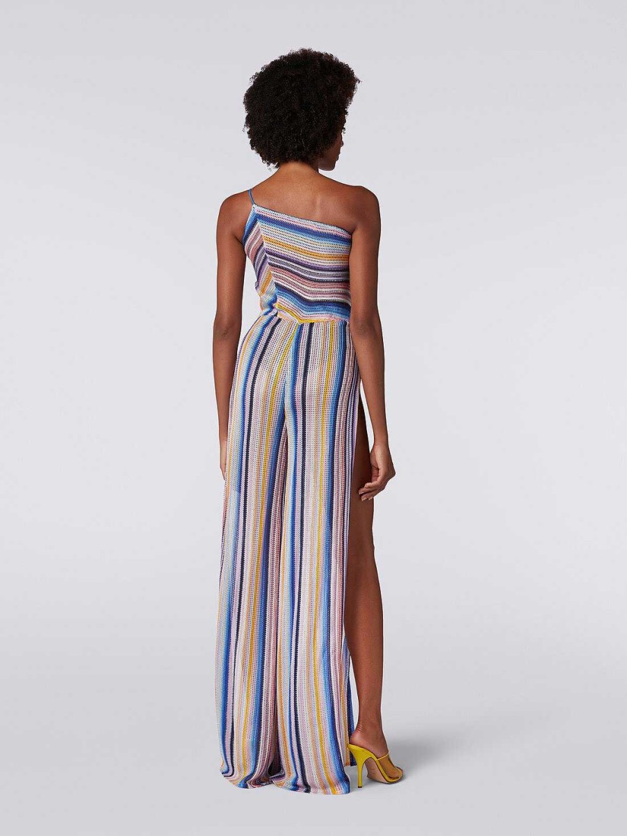 Kvinner Missoni Strandtoy | En-Skulder Jumpsuit I Stripet Hekle Flerfarget