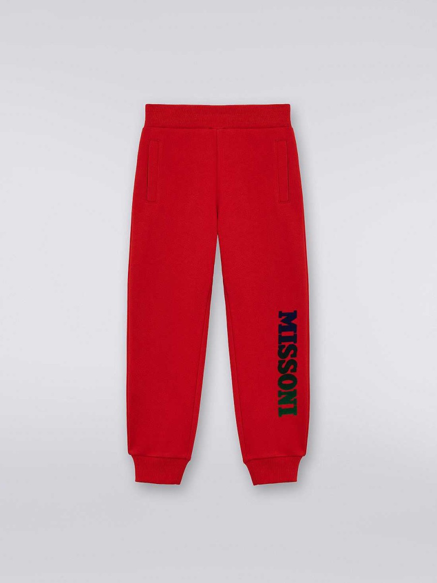 Gut (4-14 Ar) Missoni | Joggers I Bomullsfleece Med Logo Rod