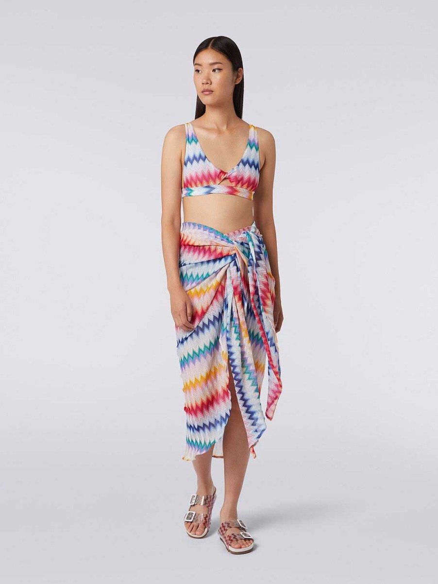 Kvinner Missoni Strandtoy | Sikksakk-Motiv Sarongskjort Med Lurex Flerfarget