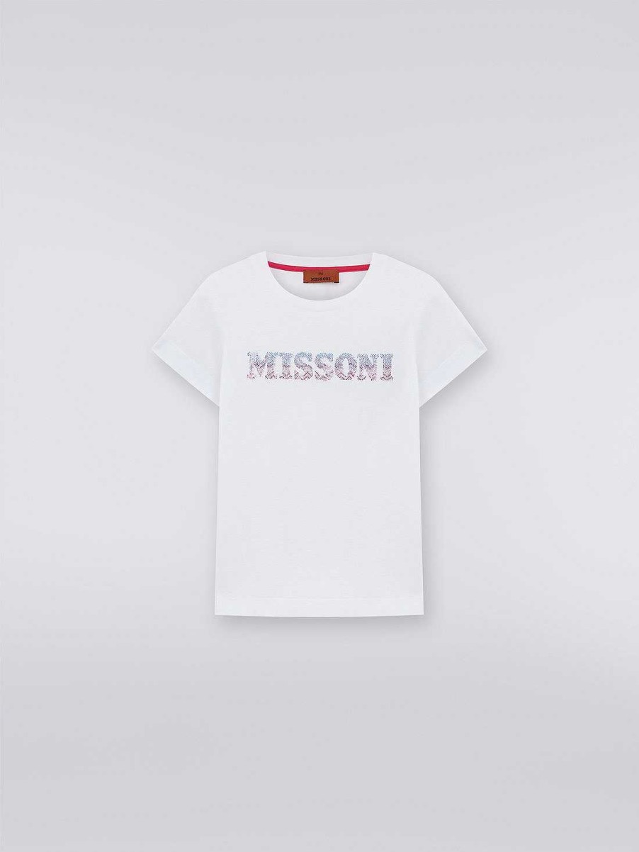 Jente (4-14 Ar) Missoni | T-Skjorte I Bomull Med Rhinestone-Logo Flerfarget