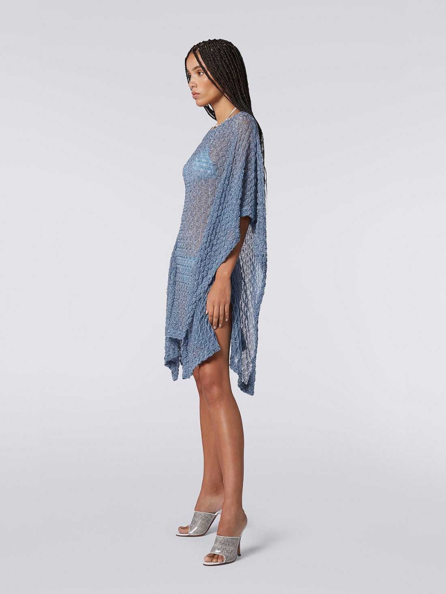 Kvinner Missoni Strandtoy | Kort Kaftan Dekke Opp Lysebla Lame